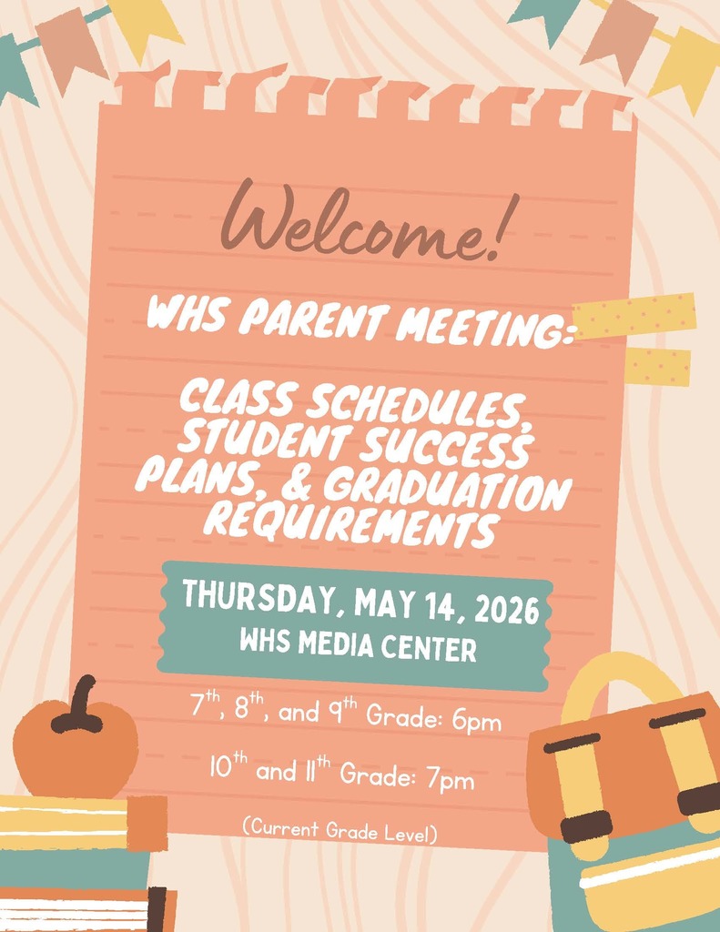 Please join us on Thursday evening, May 14th, in the Westside High School Media Center for a parent meeting discussing the student scheduling process and student success plans. The parent meeting for grades 7th, 8th, and 9th will begin at 6pm, and the parent meeting for grades 10th and 11th will begin at 7pm. Please contact Amanda Etter or Julie Tubbs if you have any questions.