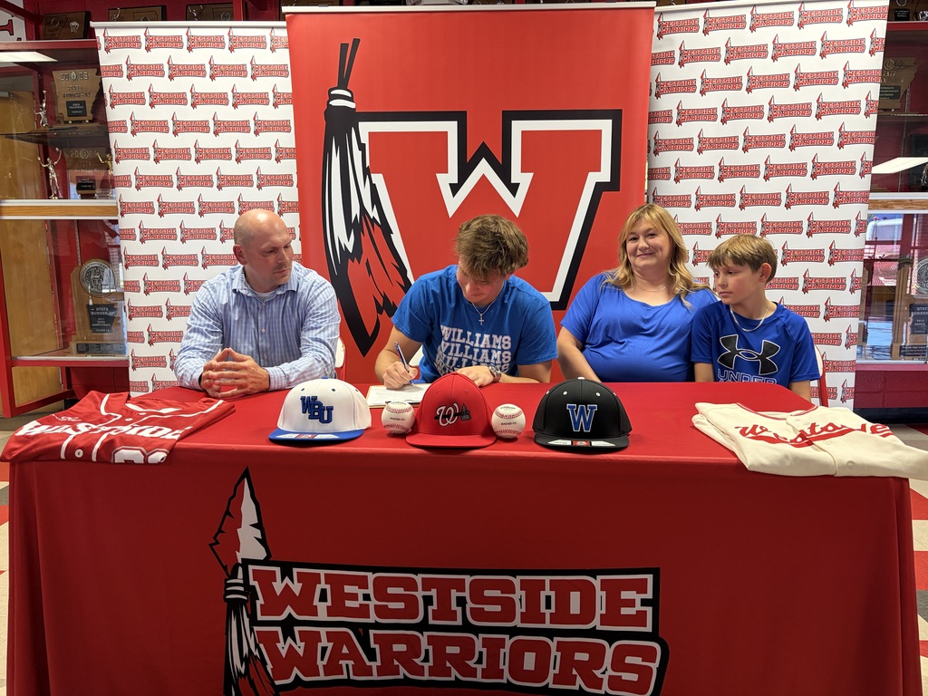 Congratulations to Westside senior Landon Webb on signing to continue his baseball career at Williams Baptist University!  Landon has been a dedicated and instrumental player for the Warriors throughout his four years at Westside, and we are excited to see him continue his journey with the Eagles.  ❤️🤍We are proud of you, Landon!