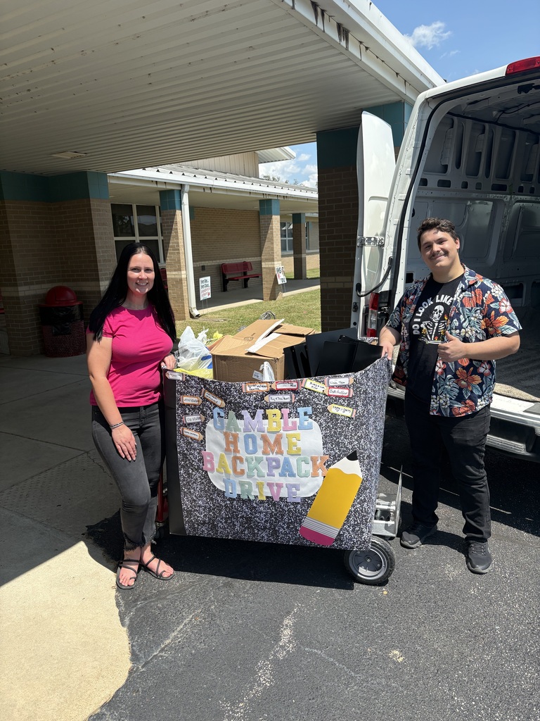 A big THANK YOU to Gamble Home Furnishings for giving back to our community!   Emily and Lance, members of the Gamble Marketing Team, stopped by Westside Middle School to deliver backpacks from their Backpack Drive. We are so thankful for local businesses like Gamble that support our schools and students!🙌❤️🤍