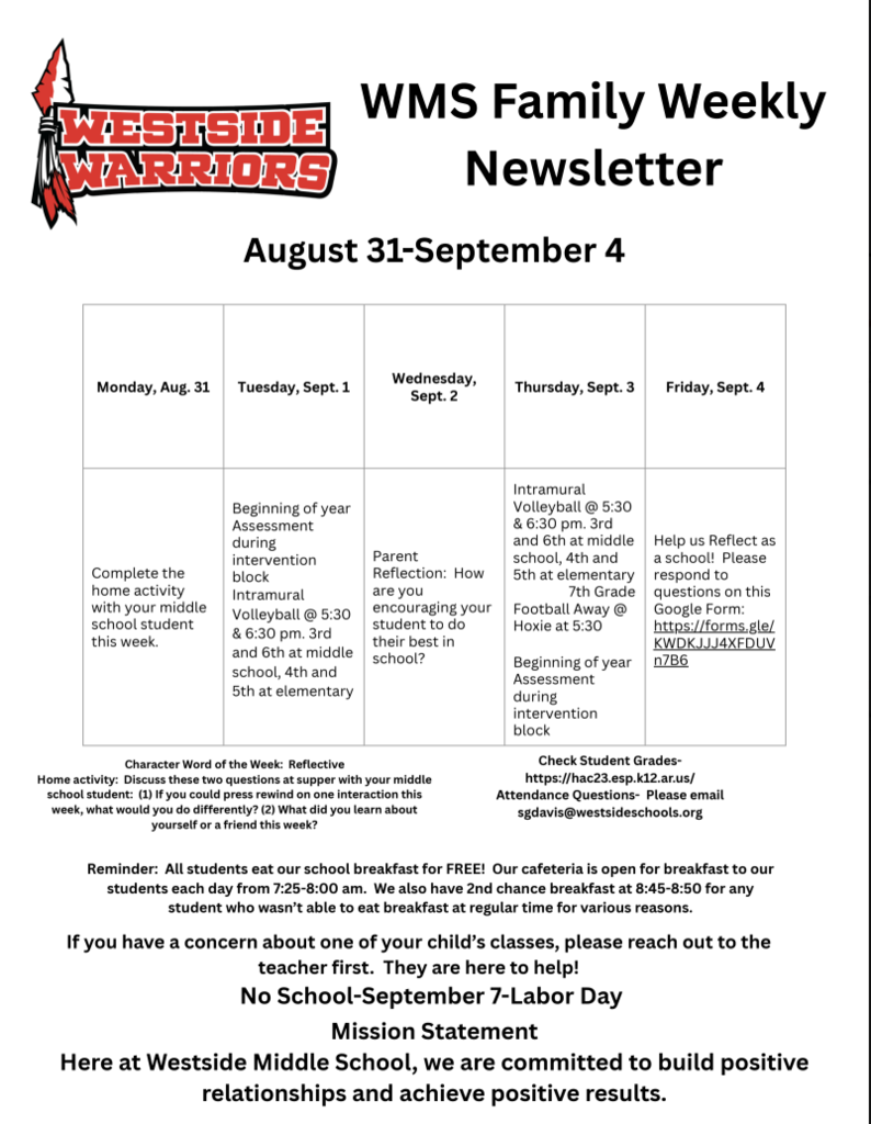 WMS Family Newsletter 8-31