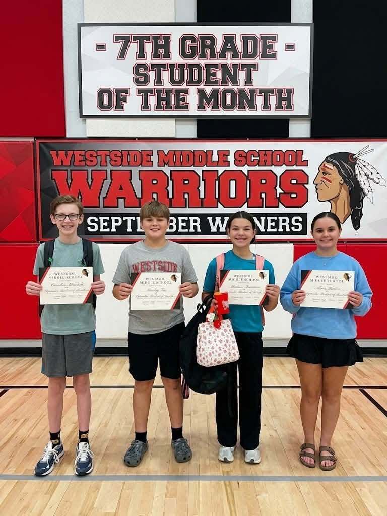 Congratulations to all of our September Students of the Month at Westside Middle School!