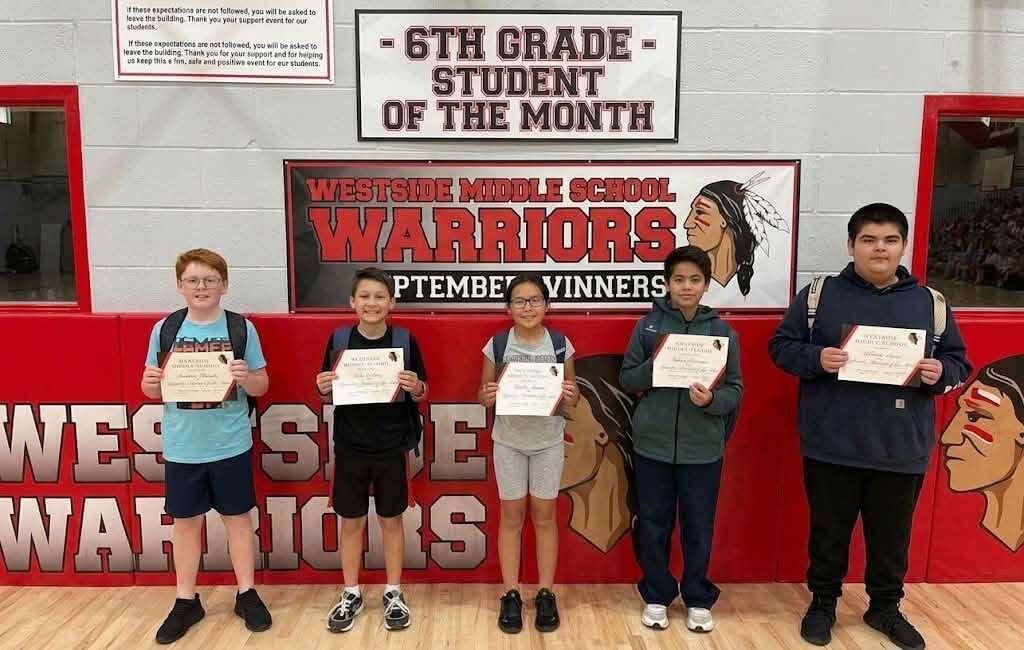 Congratulations to all of our September Students of the Month at Westside Middle School!