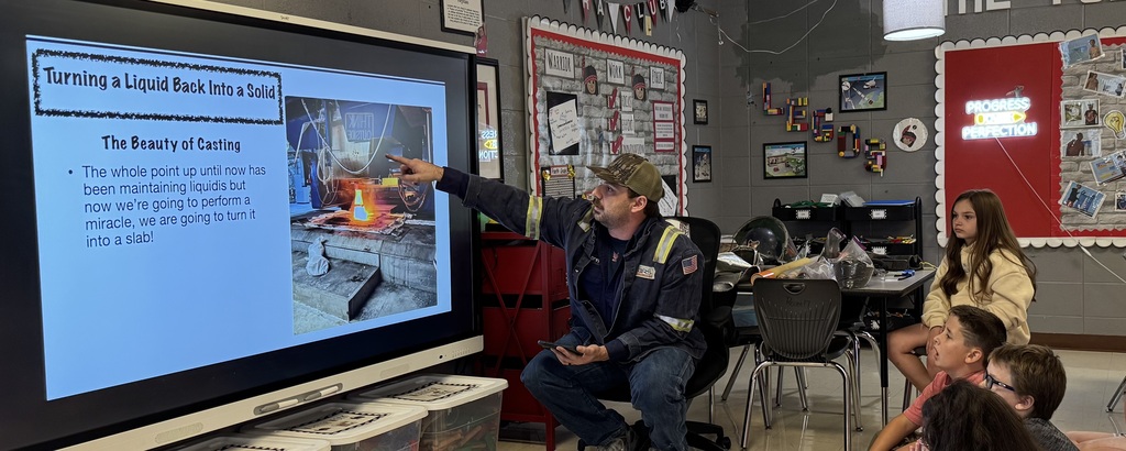 Big River Steel employee Dale Godwin visited Westside Elementary's GT students for an exciting, firsthand look into the world of steelmaking! As our guest speaker, Dale walked students through the entire manufacturing process, introduced new vocabulary, and showcased various mill products and safety gear. Even though he works in scorching 180-degree temperatures, his passion for his career truly shined through. Our students asked fantastic questions and were thrilled to walk away with custom t-shirts and gift sacks from the mill. Thank you, Dale, for inspiring our students and opening their eyes to incredible future career paths!