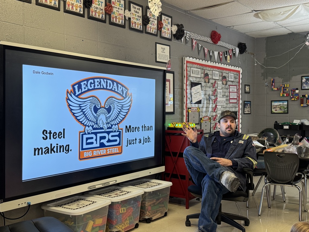 Big River Steel employee Dale Godwin visited Westside Elementary's GT students for an exciting, firsthand look into the world of steelmaking! As our guest speaker, Dale walked students through the entire manufacturing process, introduced new vocabulary, and showcased various mill products and safety gear. Even though he works in scorching 180-degree temperatures, his passion for his career truly shined through. Our students asked fantastic questions and were thrilled to walk away with custom t-shirts and gift sacks from the mill. Thank you, Dale, for inspiring our students and opening their eyes to incredible future career paths!