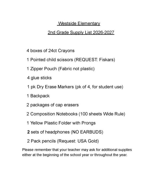 School Supply Lists Now Available for the 2026-2027 School Year