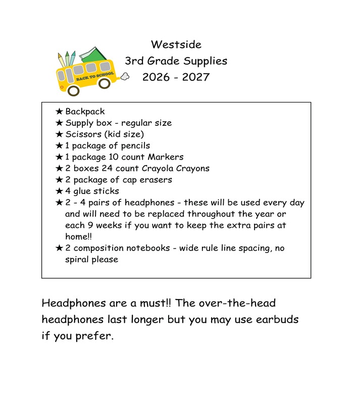 School Supply Lists Now Available for the 2026-2027 School Year