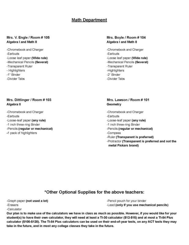 WHS Supply LIsts