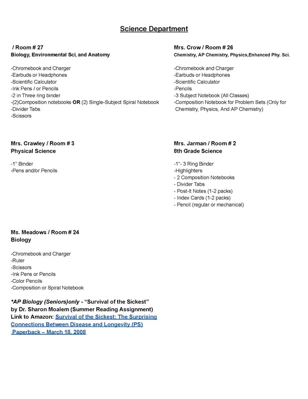 WHS Supply LIsts