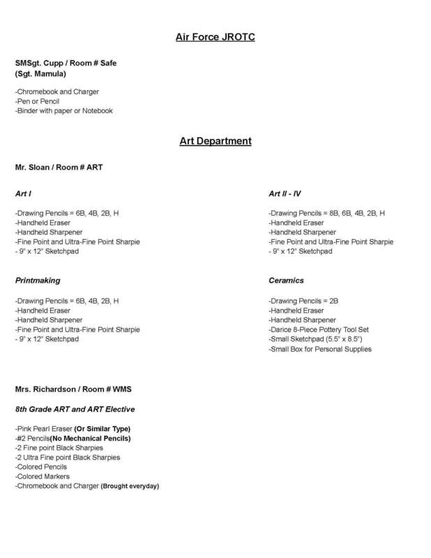 WHS Supply LIsts