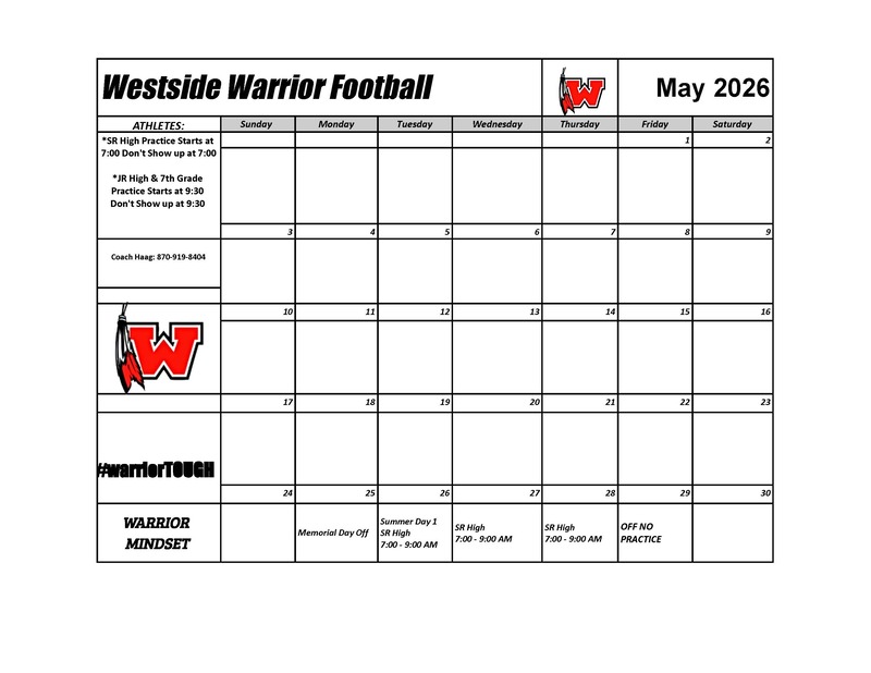 May Football Schedule