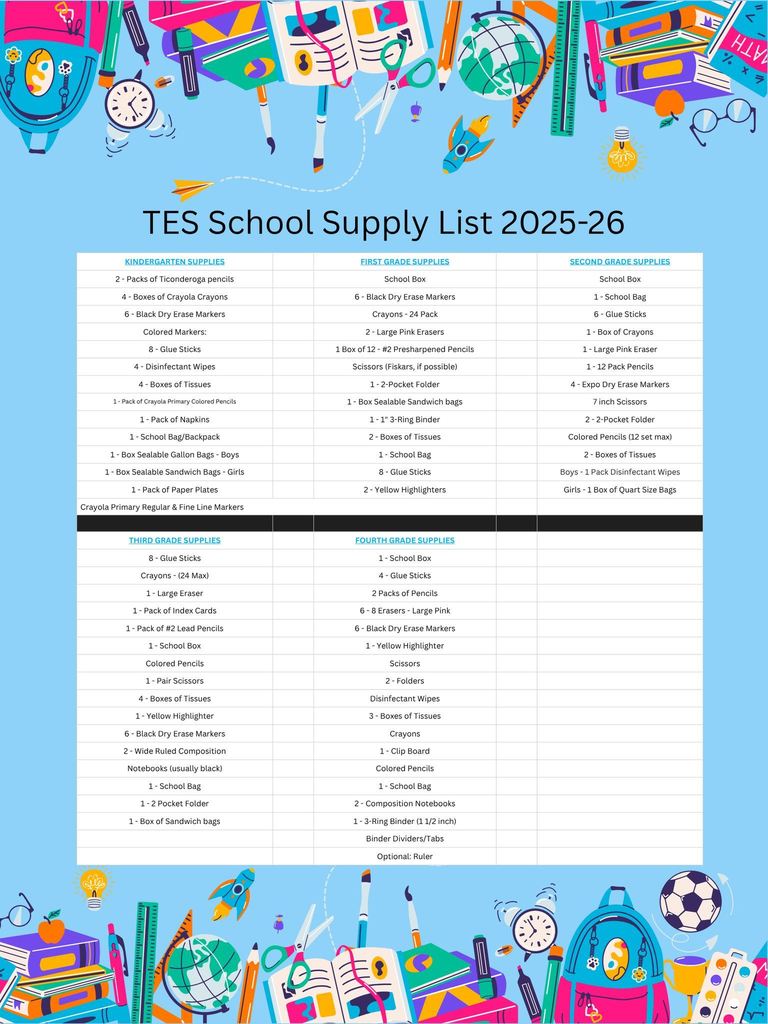 TES School Supply List