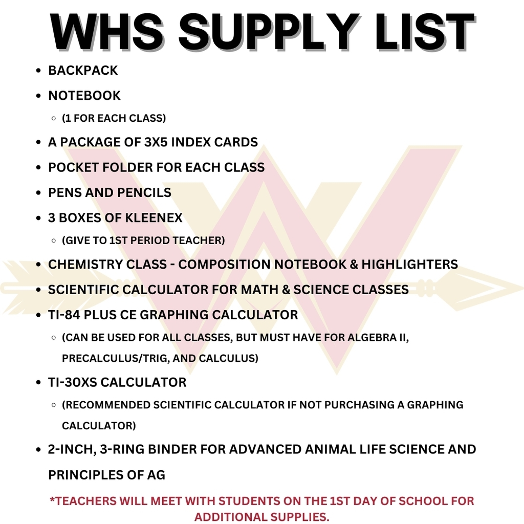 WHS Supply List