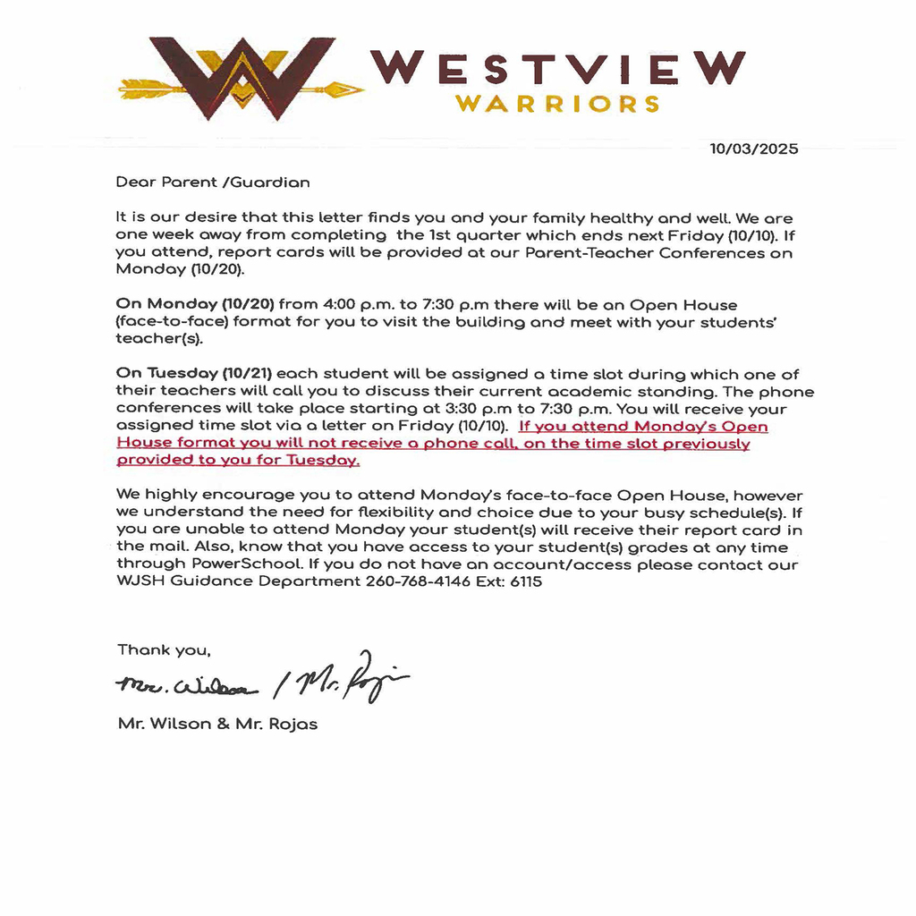 Letter to Parents for Parent-Teacher Conferences