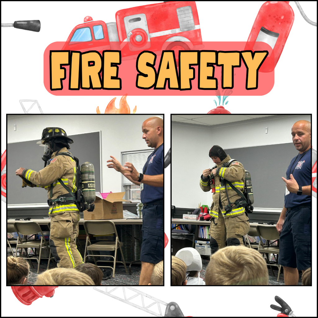 firefighters with students
