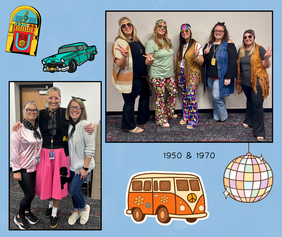 teachers dressed up in fun outfits