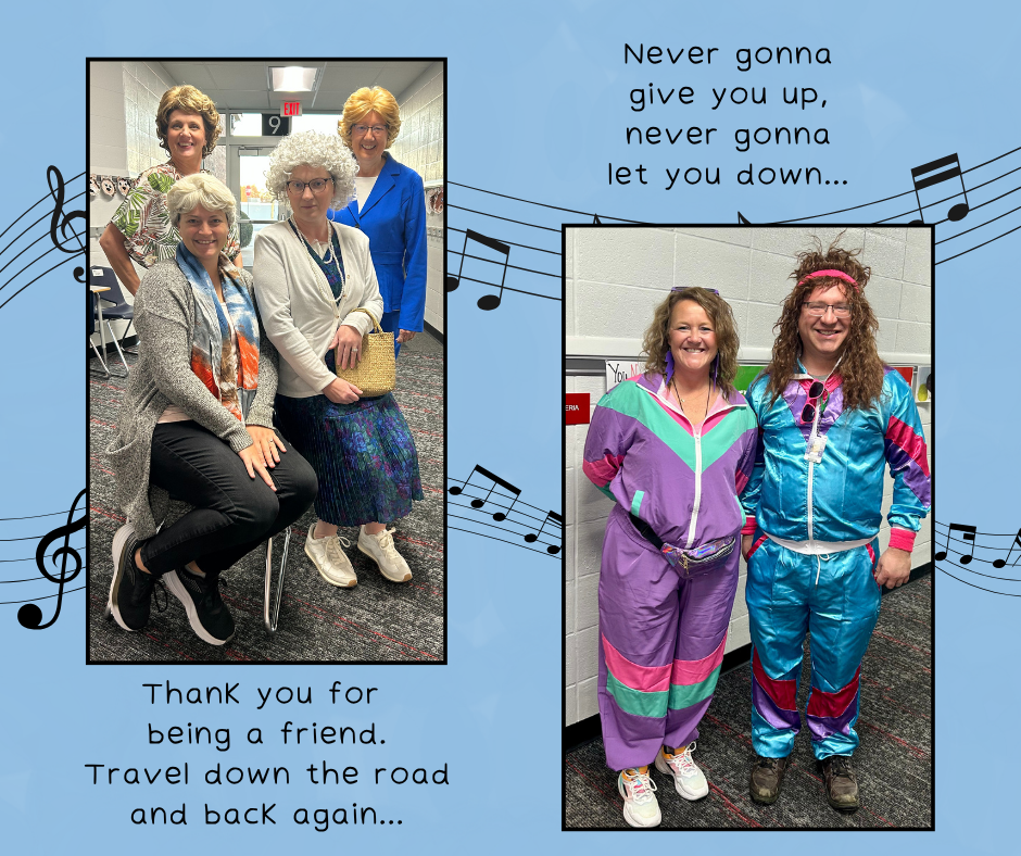 teachers dressed up in fun outfits