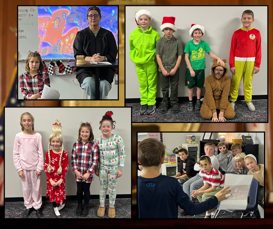 students putting the grinch on trial