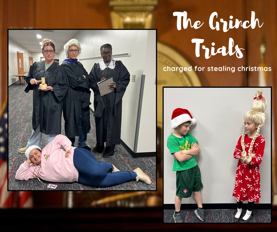 students putting the grinch on trial