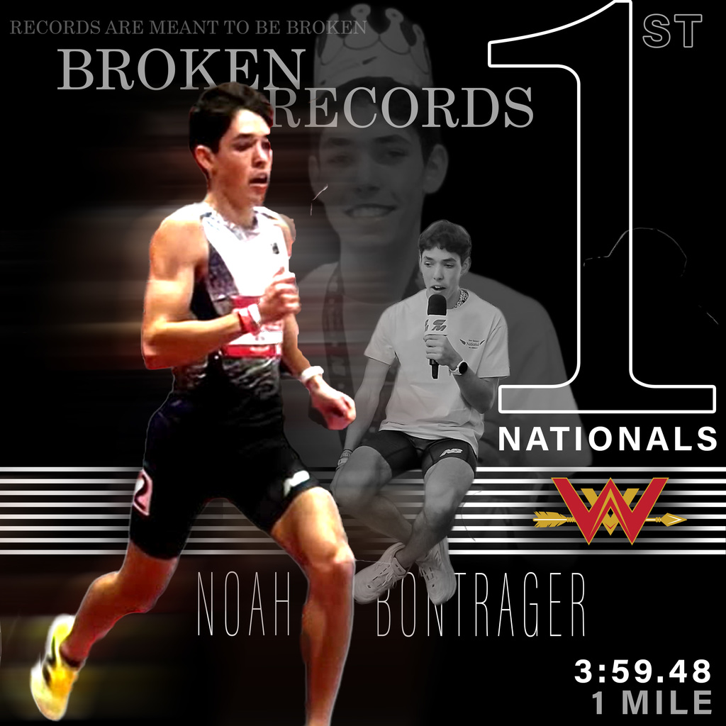 Noah Bontrage sub 4-minute mile wins New Balance Nationals. First Indiana student to break the 4-minute mark for the mile. Indoor track and field.
