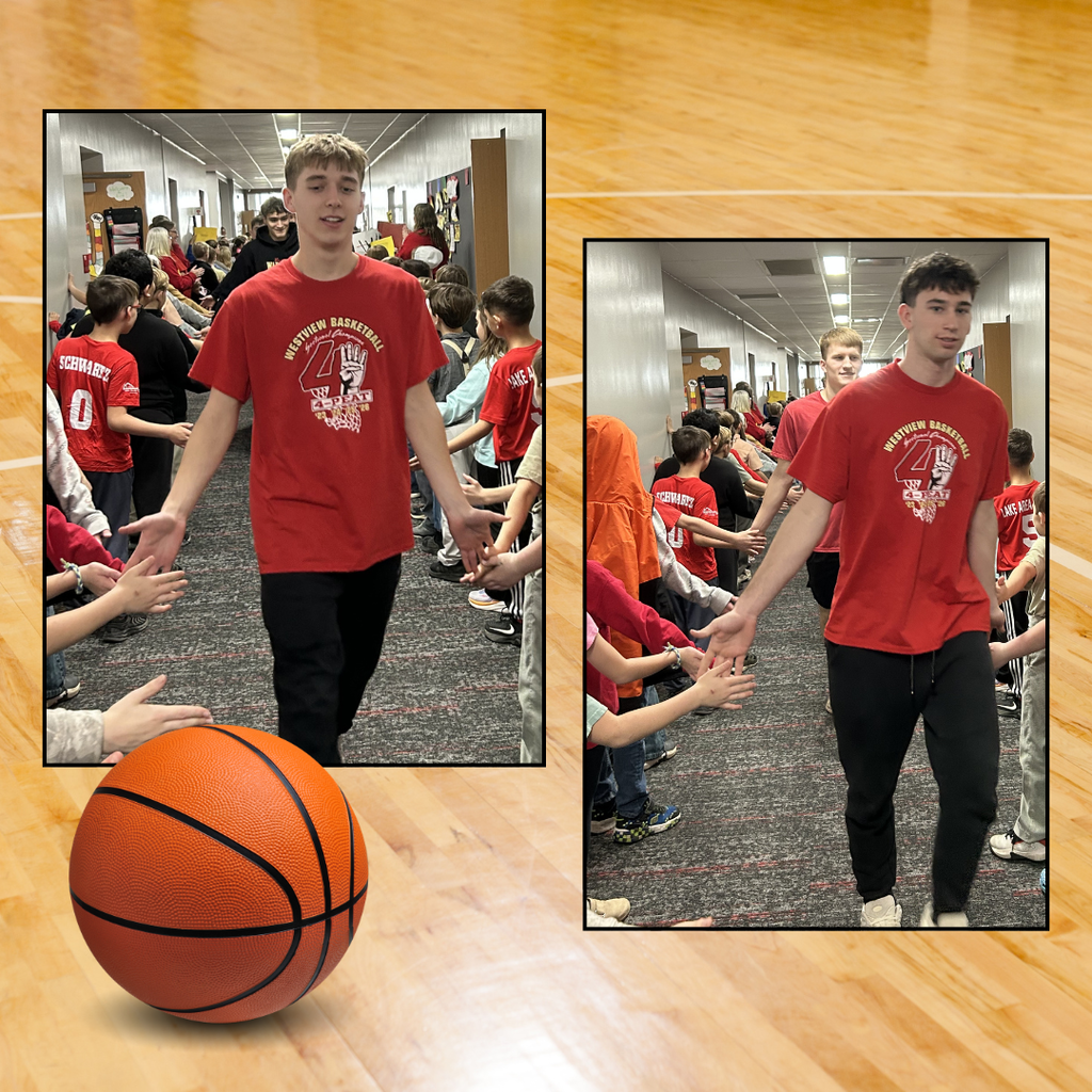boys basketball team running through the hallways to celebrate