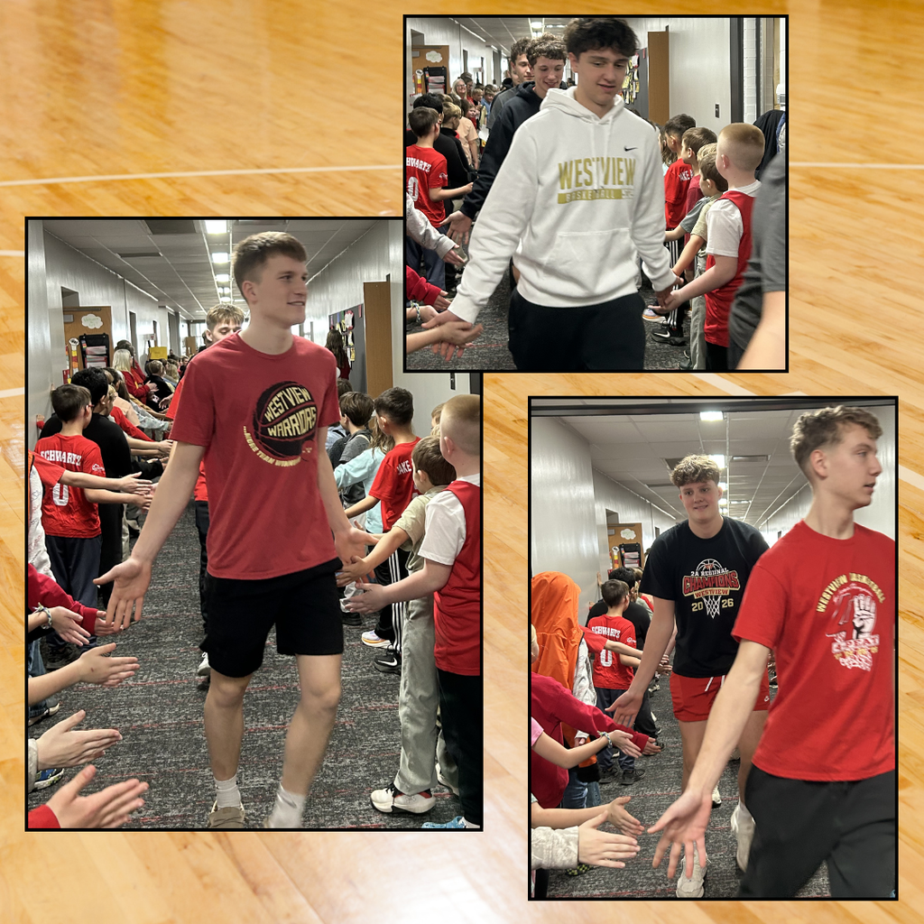 boys basketball team running through the hallways to celebrate