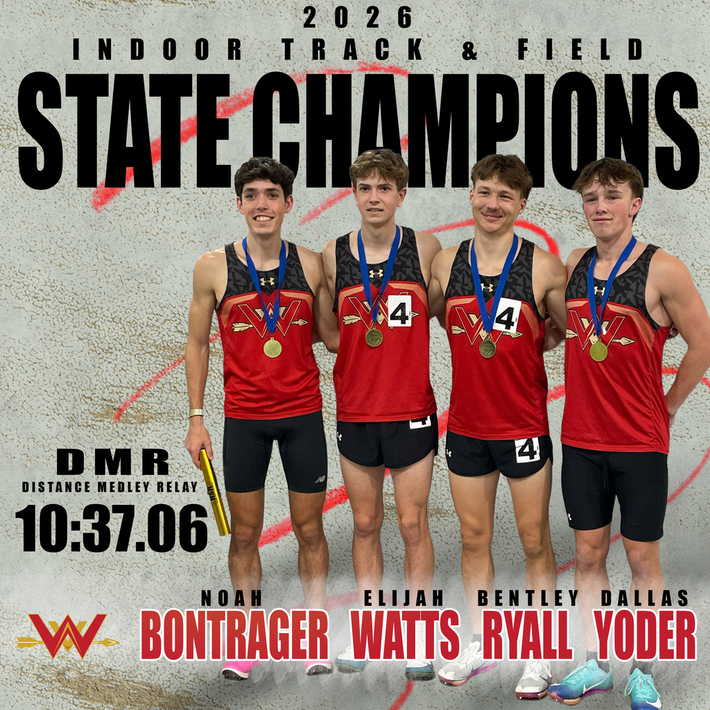 DMR State Champions Hoosier State Relays Small School Noah Bontrager Elijah Watts Bentley Ryall Dallas Yoder