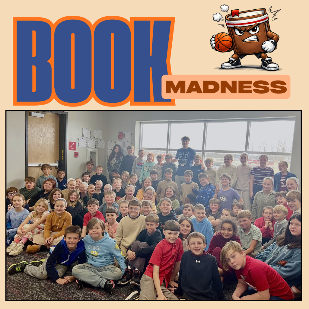 4th graders with basketball teams in the library