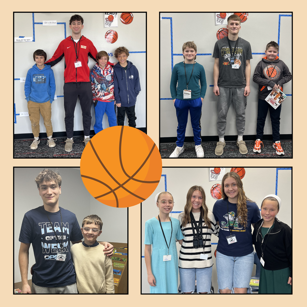 4th graders with basketball teams in the library