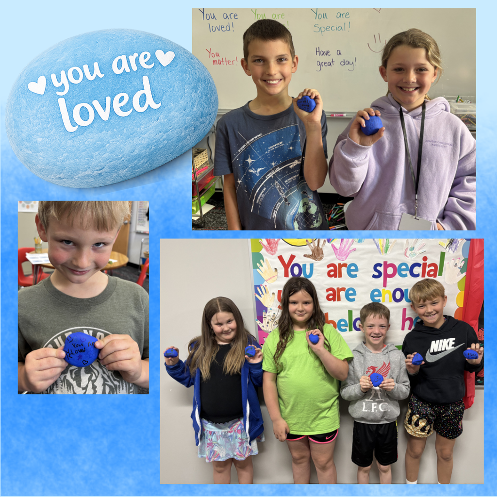 kids with their decorated rocks