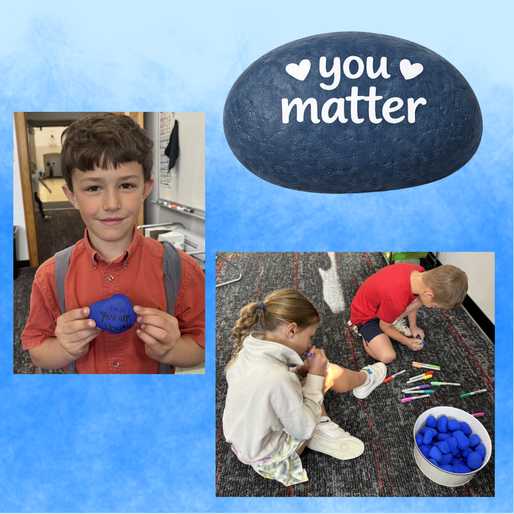 kids with their decorated rocks