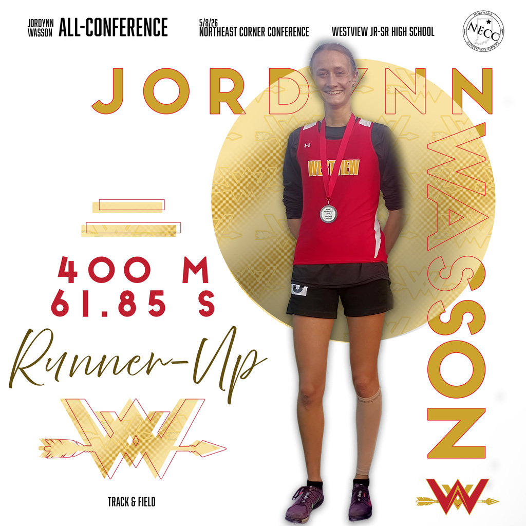 Jordynn Wasson Westview Jr-Sr High 400 meter NECC race runner-up 61.85 seconds