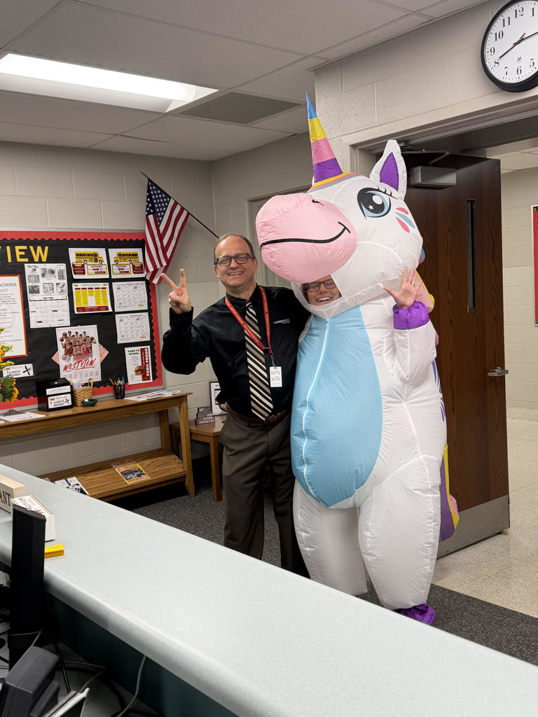 Mr. Wilson and Mrs. Martin Unicorn suit before AP testing