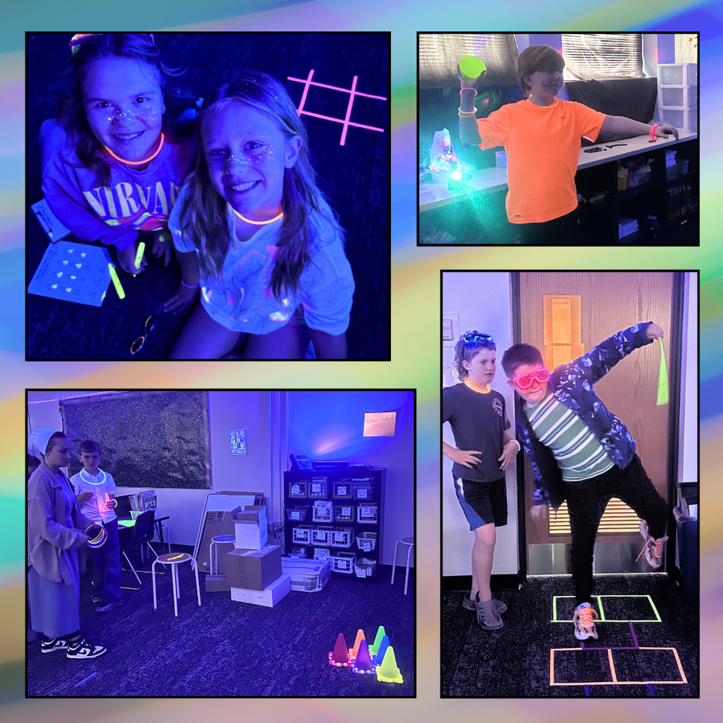 kids dressed up for glow in the dark fun