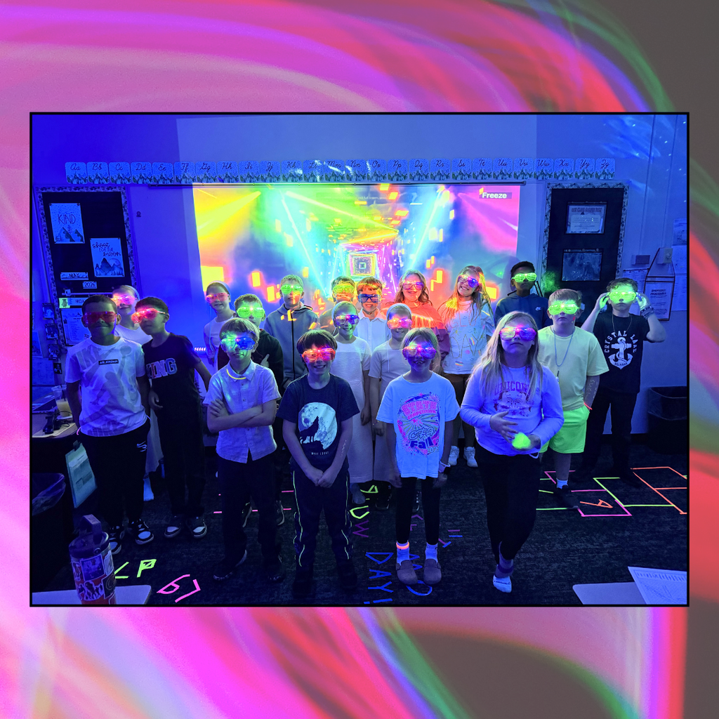 kids dressed up for glow in the dark fun