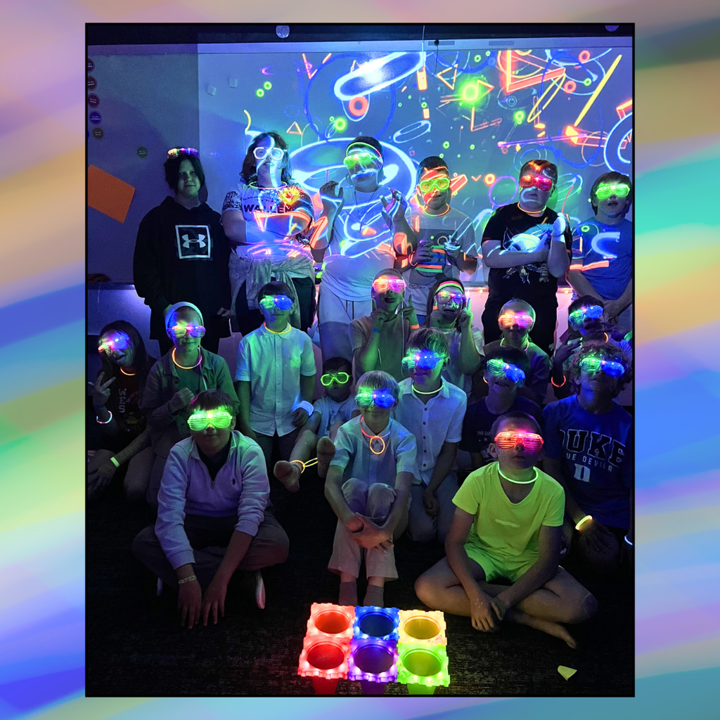 kids dressed up for glow in the dark fun