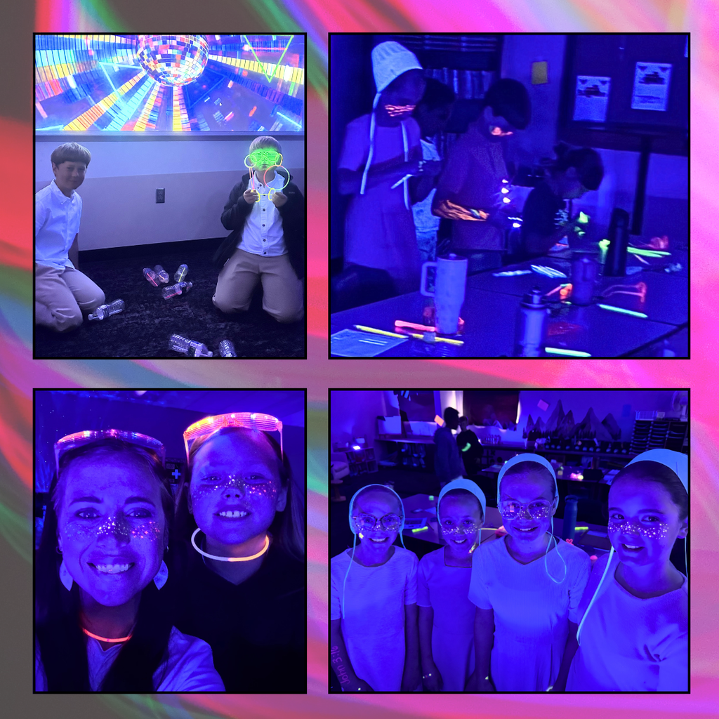kids dressed up for glow in the dark fun