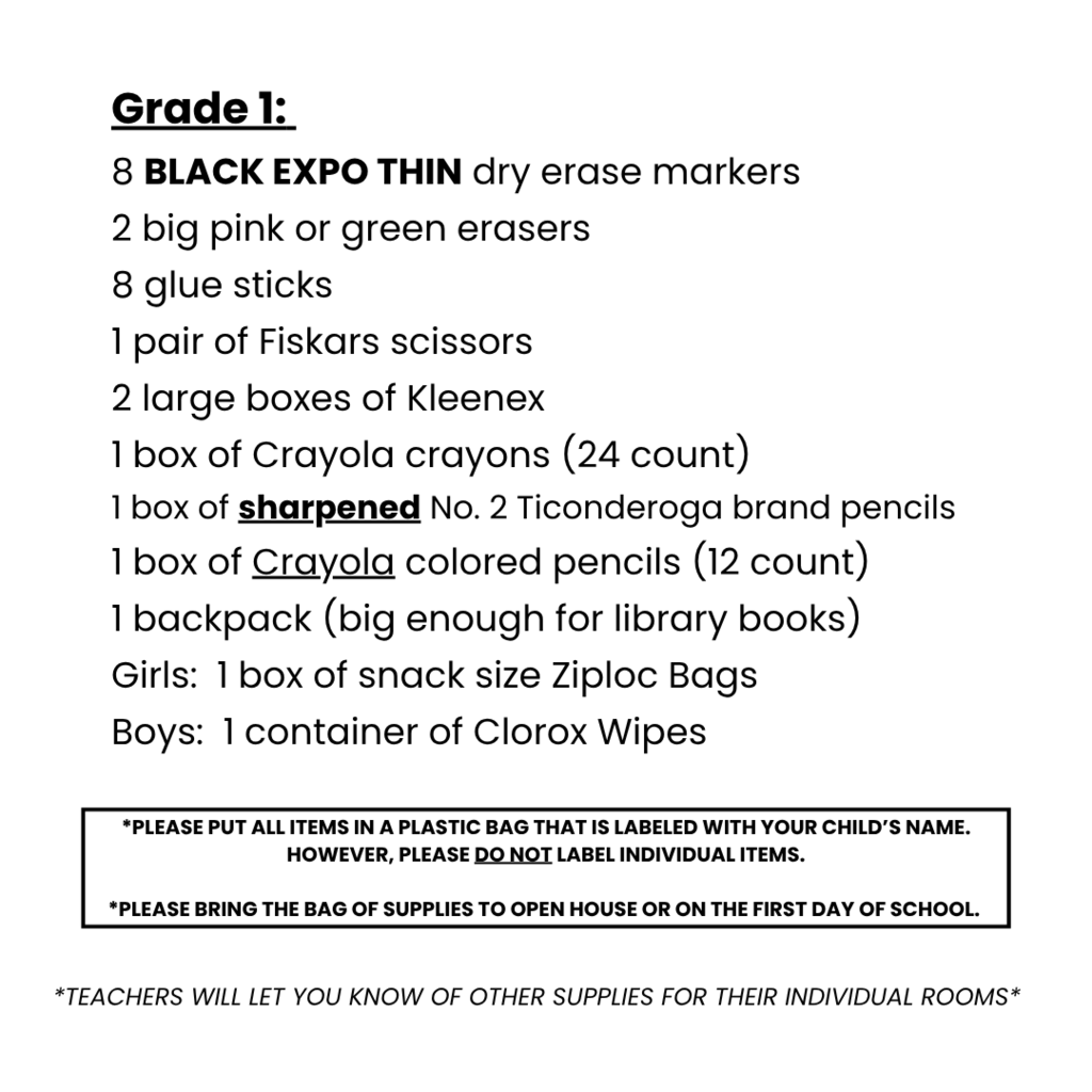 class supply lists