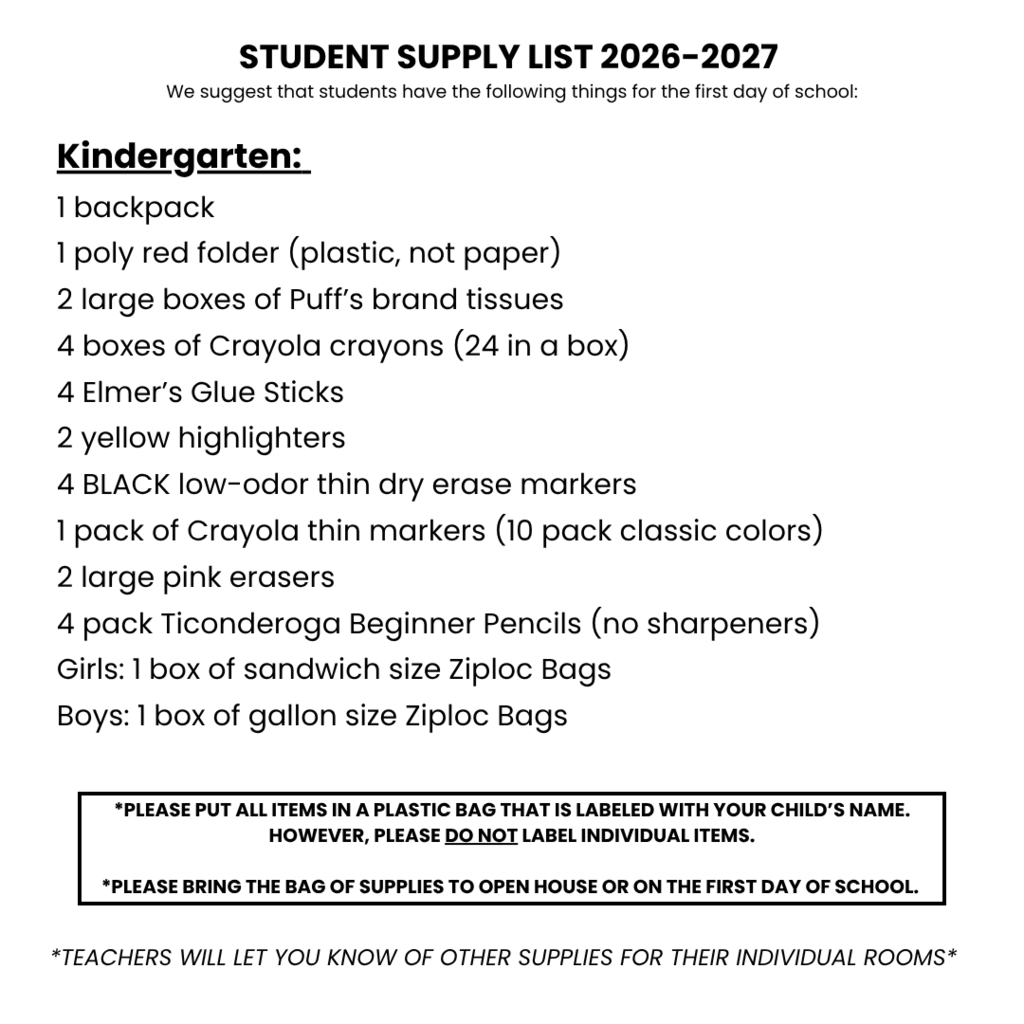 class supply lists