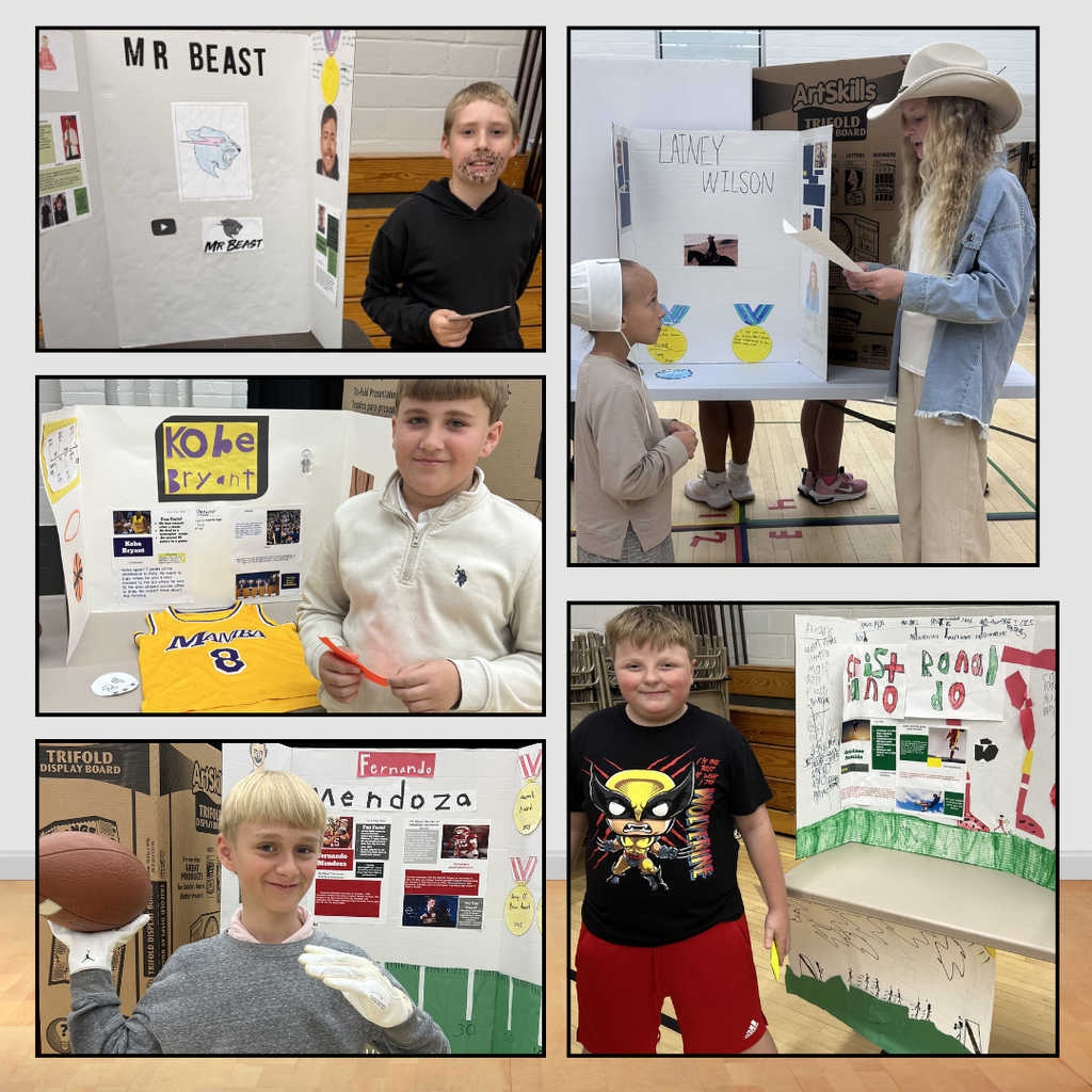 4th graders presenting their "wax figures"