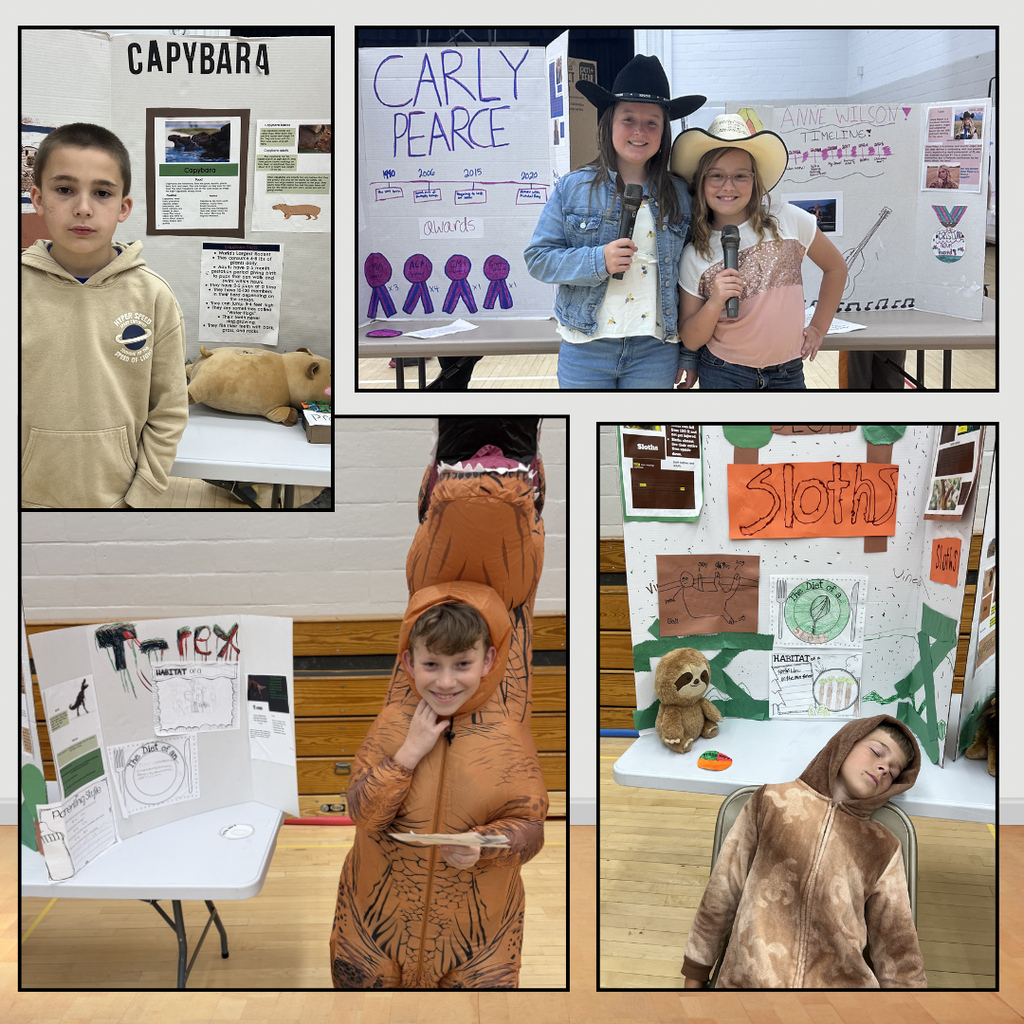 4th graders presenting their "wax figures"