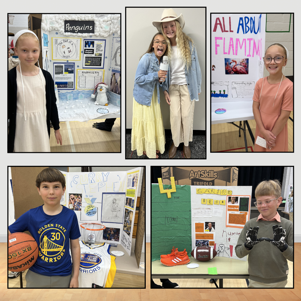 4th graders presenting their "wax figures"