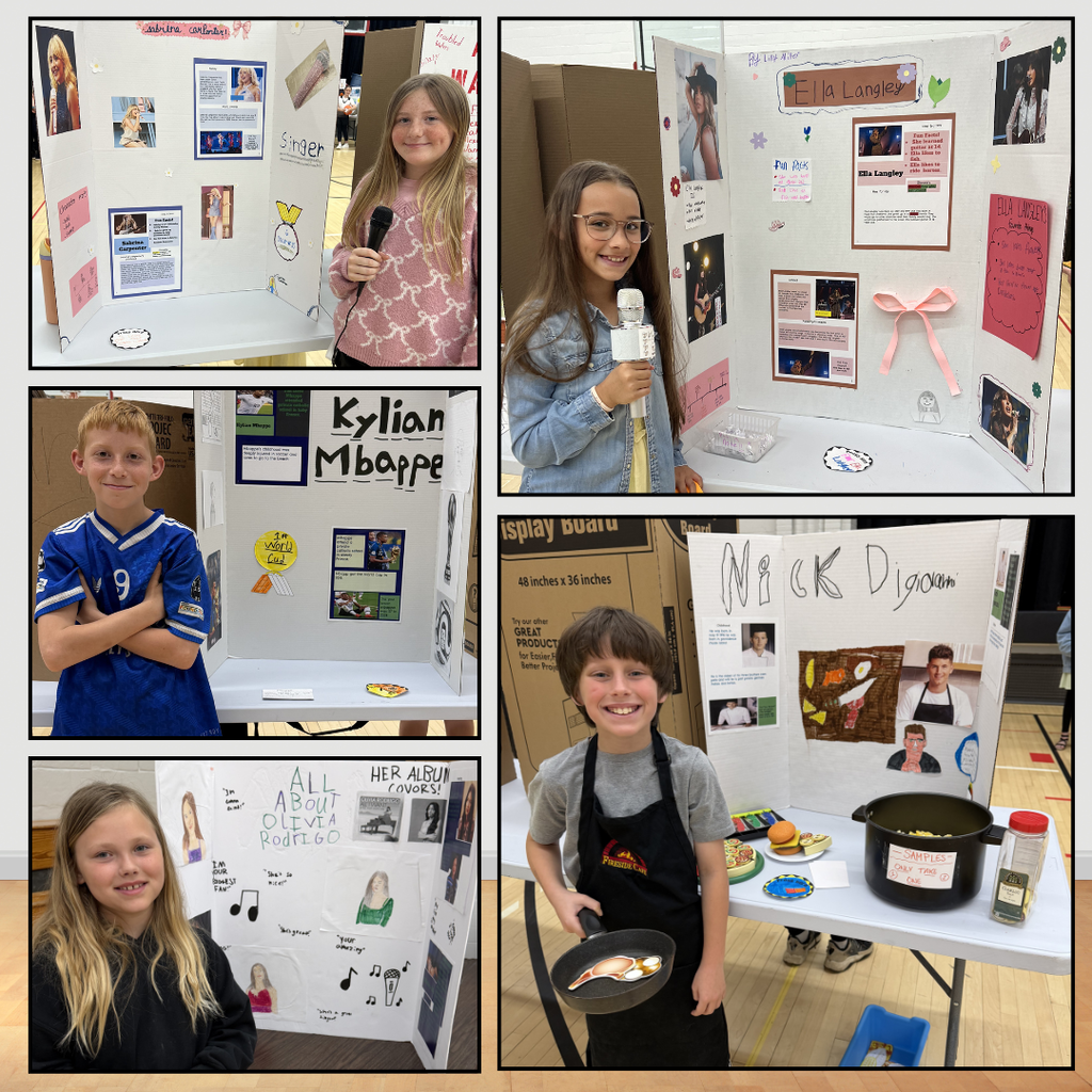 4th graders presenting their "wax figures"