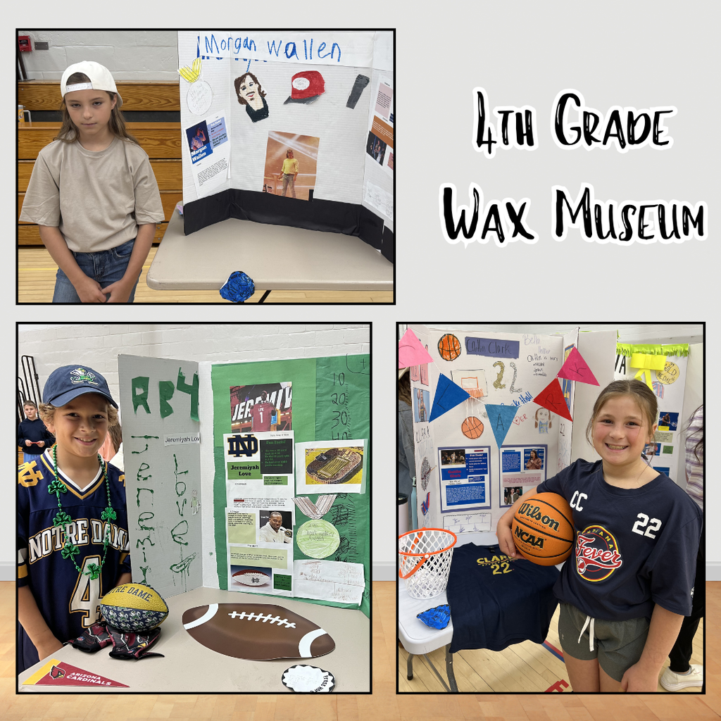 4th graders presenting their "wax figures"