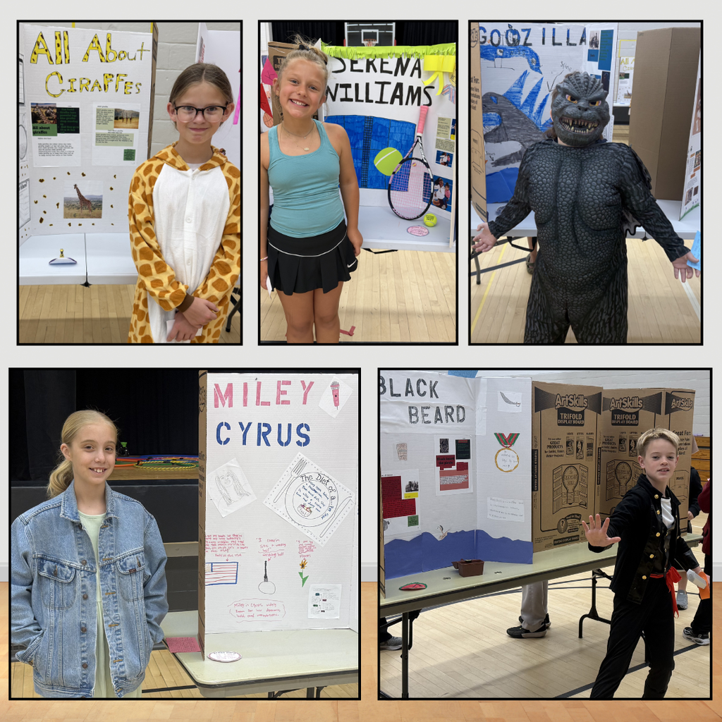 4th graders presenting their "wax figures"