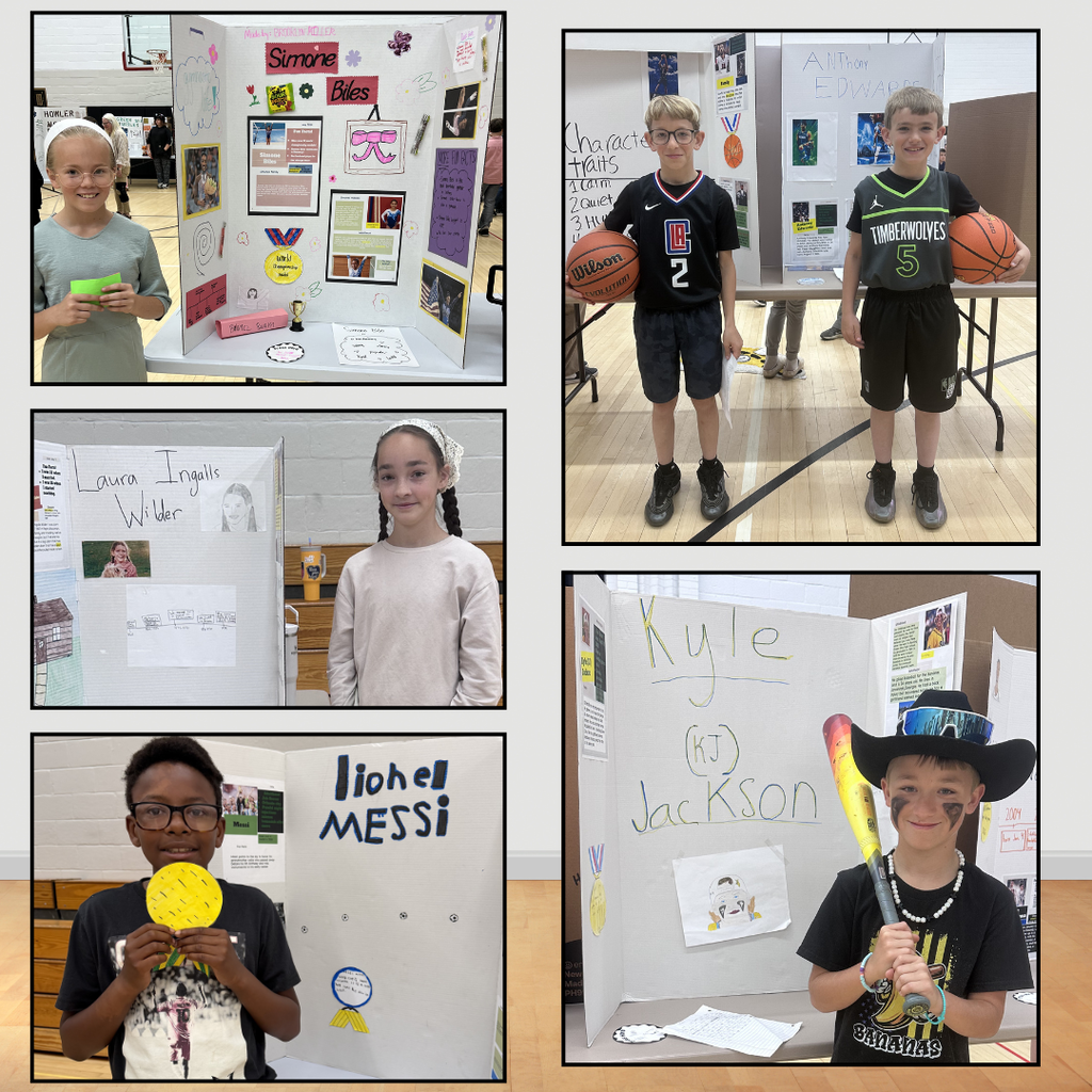 4th graders presenting their "wax figures"