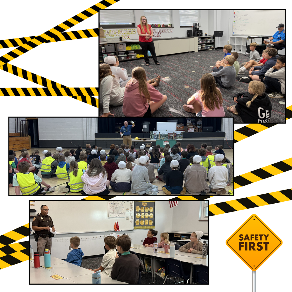 4th graders participating in a safety day with the fire, police, and health departments