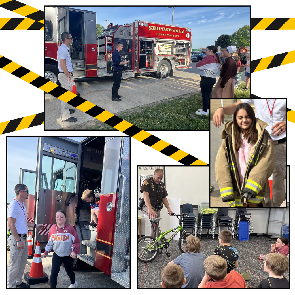 4th graders participating in a safety day with the fire, police, and health departments