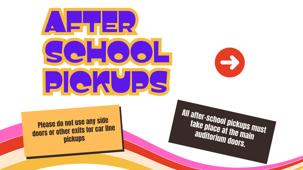 After school pickups outside the auditorium doors