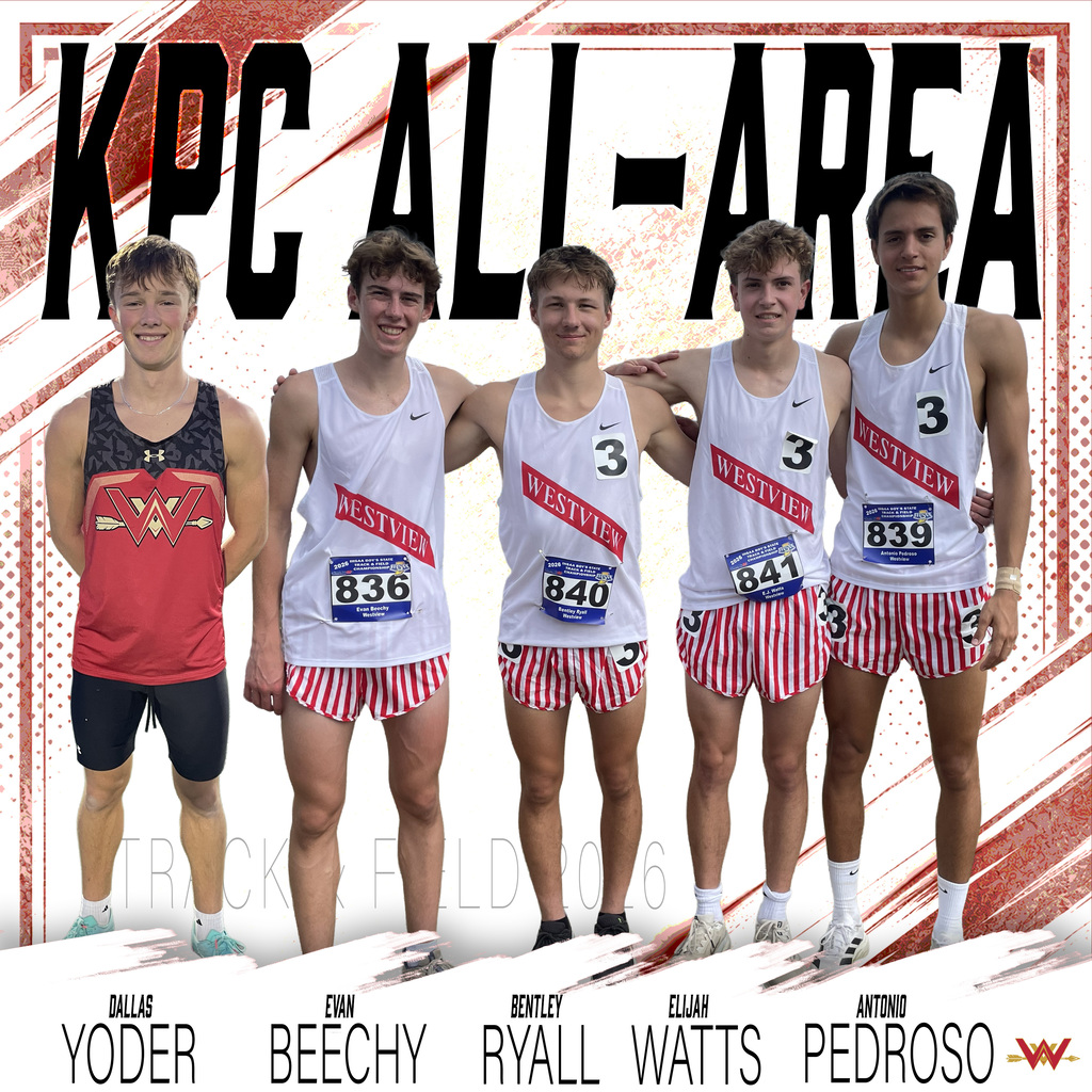 KPC All-Area Dallas Yoder, Evan Beechy, Bentley Ryall, Elijah Watts, Antonio Pedroso Track & Field 2026