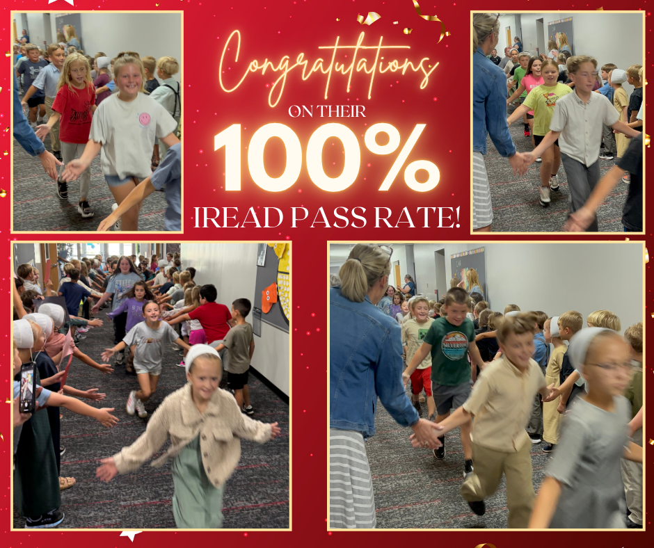 4th graders running through hallways and eating a special snack to celebrate passing IREAD 